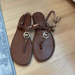 Michael Kors Tan Sandals with Silver Logo